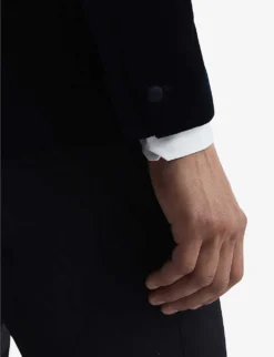 Reiss Ace Single-breasted Stretch-velvet Blazer -Falkeis Store R03924671 NAVY ALT05