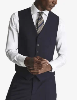 Reiss Hope Travel Wool-blend Fitted Waistcoat -Falkeis Store R03924767 NAVY ALT02