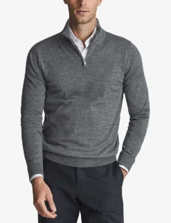 Reiss Blackhall Zip-neck Merino-wool Jumper -Falkeis Store R03925317 MIDGREYMELANG ALT02