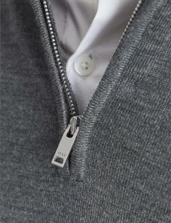 Reiss Blackhall Zip-neck Merino-wool Jumper -Falkeis Store R03925317 MIDGREYMELANG ALT04