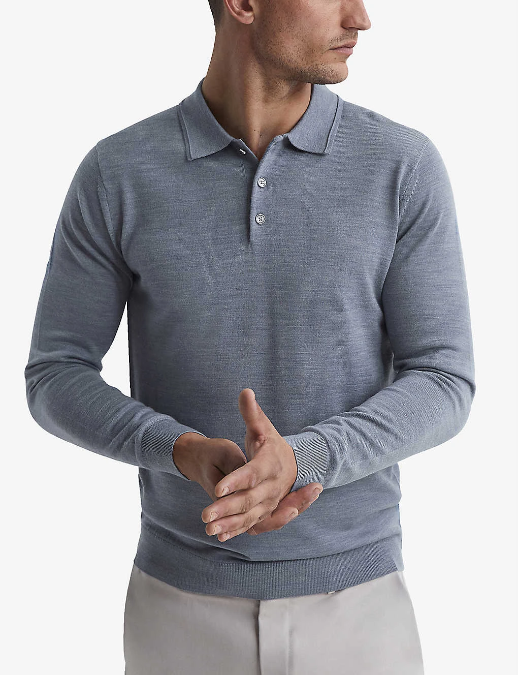 Reiss Trafford Wool Knitted Polo Shirt 3 Reiss Trafford Wool Knitted Polo Shirt - Image 3