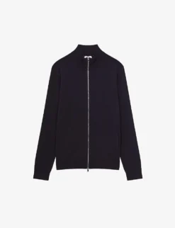 Reiss Hampshire Funnel-neck Zip-through Merino-wool Cardigan