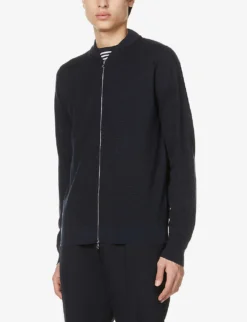 JOHN SMEDLEY Baseball-collar Long-sleeved Wool Jacket 7 JOHN SMEDLEY Baseball-collar Long-sleeved Wool Jacket -Falkeis Store R03937440 MIDNIGHTBLACK ALT02