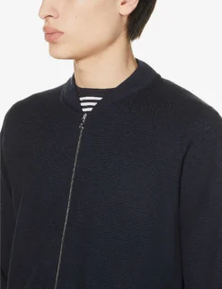 JOHN SMEDLEY Baseball-collar Long-sleeved Wool Jacket 9 JOHN SMEDLEY Baseball-collar Long-sleeved Wool Jacket -Falkeis Store R03937440 MIDNIGHTBLACK ALT04