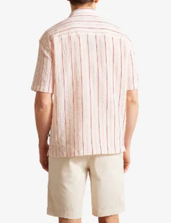 Ted Baker Hillma Striped Regular-fit Cotton-blend Shirt -Falkeis Store R03939827 PINK ALT03