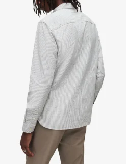 AllSaints Flavin Striped Stretch-cotton Shirt -Falkeis Store R03962396 WHITEGREY ALT03