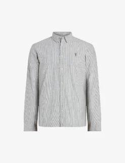 AllSaints Flavin Striped Stretch-cotton Shirt