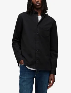 AllSaints Arden Relaxed-fit Organic-cotton Shirt -Falkeis Store R03966466 JETBLACK ALT02