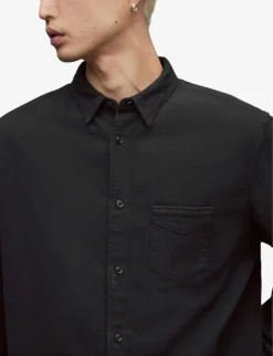 AllSaints Arden Relaxed-fit Organic-cotton Shirt -Falkeis Store R03966466 JETBLACK ALT04