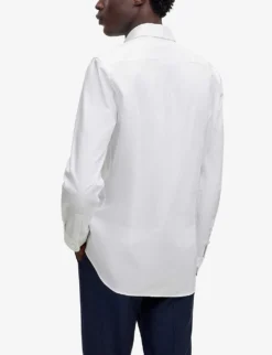 Boss Slim-fit Long-sleeved Cotton-poplin Shirt -Falkeis Store R03966711 WHITE ALT03