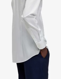 Boss Slim-fit Long-sleeved Cotton-poplin Shirt -Falkeis Store R03966711 WHITE ALT04