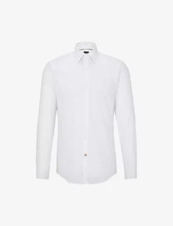 Boss Slim-fit Long-sleeved Cotton-poplin Shirt