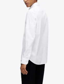 Boss Regular-fit Long-sleeved Cotton-poplin Shirt -Falkeis Store R03966713 WHITE ALT03