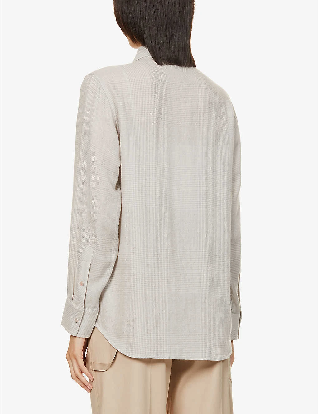 Unisex Rose Quartz Checked Cashmere Shirt 5 Unisex Rose Quartz Checked Cashmere Shirt - Image 5