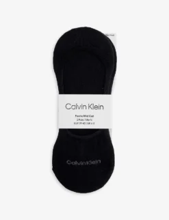Calvin Klein Logo-print Pack Of Two Stretch-cotton Blend Liner Socks
