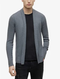 AllSaints Mode Shawl-lapel Merino-wool Cardigan -Falkeis Store R04005377 COMOBLUEMARL ALT02