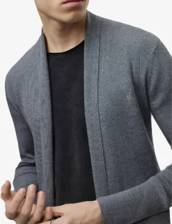 AllSaints Mode Shawl-lapel Merino-wool Cardigan -Falkeis Store R04005377 COMOBLUEMARL ALT04