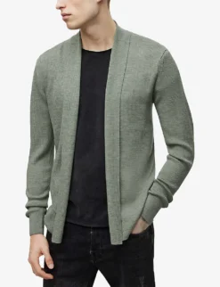 AllSaints Mode Ramskull-embroidered Merino-wool Cardigan 7 AllSaints Mode Ramskull-embroidered Merino-wool Cardigan -Falkeis Store R04005423 SAPGREENMARL ALT02