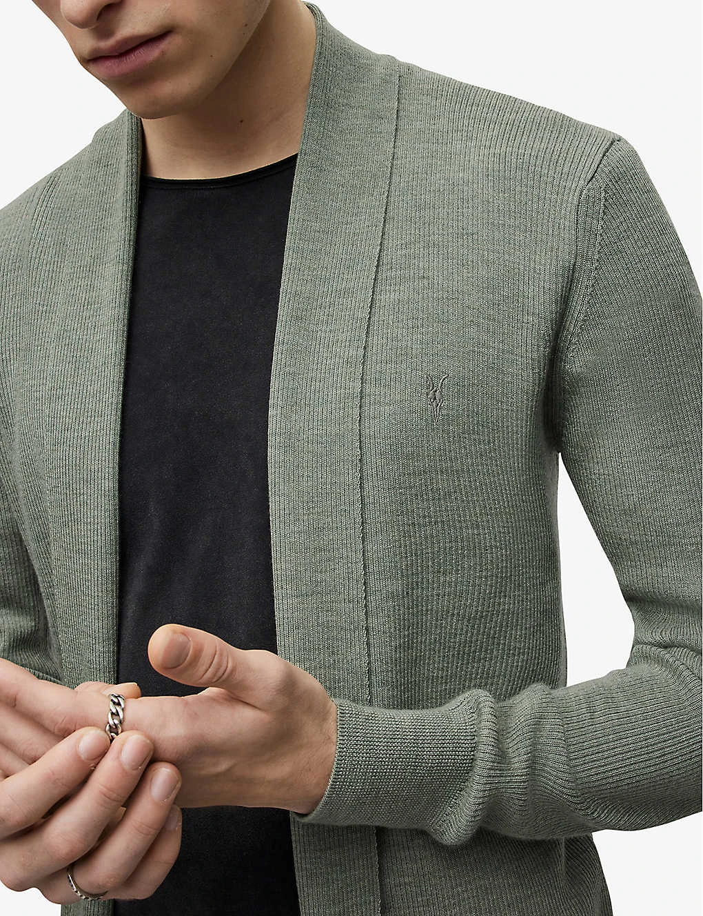 AllSaints Mode Ramskull-embroidered Merino-wool Cardigan 5 AllSaints Mode Ramskull-embroidered Merino-wool Cardigan - Image 5