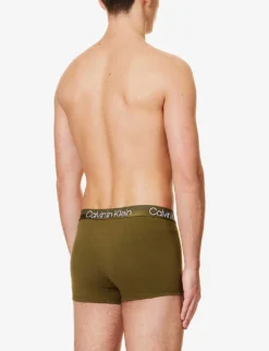 Calvin Klein Logo-waistband Mid-rise Pack Of Three Stretch-cotton Blend Trunks -Falkeis Store R04008386 MULTI ALT03