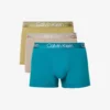 Calvin Klein Logo-waistband Mid-rise Pack Of Three Cotton And Recycled Polyester-blend Trunks