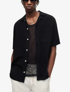 AllSaints Cudi Relaxed-fit Woven Shirt -Falkeis Store R04008744 JETBLACK ALT02