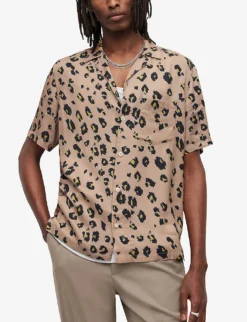 AllSaints Manado Leopard-print Woven Shirt 7 AllSaints Manado Leopard-print Woven Shirt -Falkeis Store R04008759 BEIGE ALT02