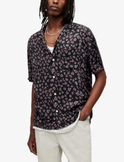 AllSaints Romantik Heart Leopard-print Woven Shirt 7 AllSaints Romantik Heart Leopard-print Woven Shirt -Falkeis Store R04008760 BLACK ALT02