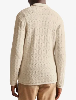 Ted Baker Branm Diamond-knit Zip-through Cotton Cardigan 7 Ted Baker Branm Diamond-knit Zip-through Cotton Cardigan -Falkeis Store R04010990 NATURAL ALT03