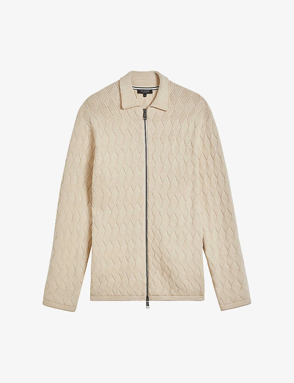 Ted Baker Branm Diamond-knit Zip-through Cotton Cardigan 1 Ted Baker Branm Diamond-knit Zip-through Cotton Cardigan