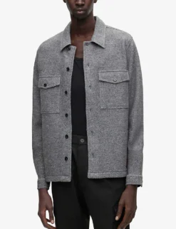 Hugo Logo-patch Oversized Wool-blend Overshirt -Falkeis Store R04012171 MEDIUMGREY ALT02