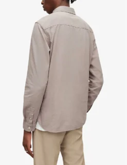AllSaints Lovell Ramskull-embroidered Slim-fit Cotton Shirt 8 AllSaints Lovell Ramskull-embroidered Slim-fit Cotton Shirt -Falkeis Store R04057046 BAYLEAFTAUPE ALT03