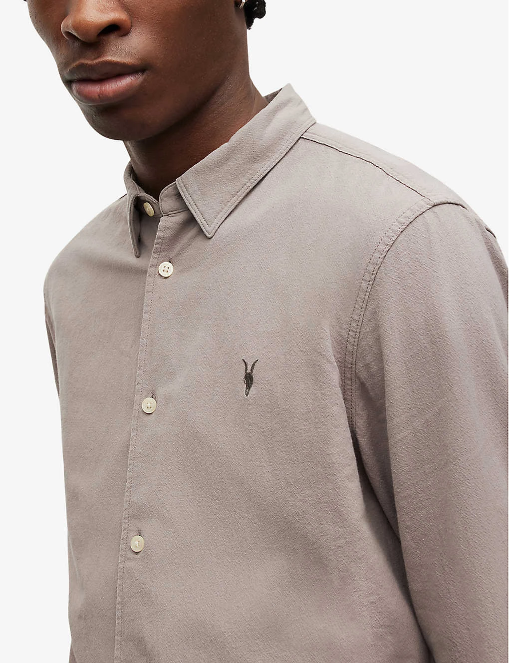 AllSaints Lovell Ramskull-embroidered Slim-fit Cotton Shirt 5 AllSaints Lovell Ramskull-embroidered Slim-fit Cotton Shirt - Image 5
