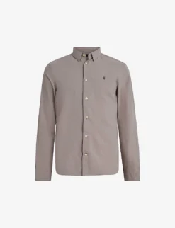 AllSaints Lovell Ramskull-embroidered Slim-fit Cotton Shirt