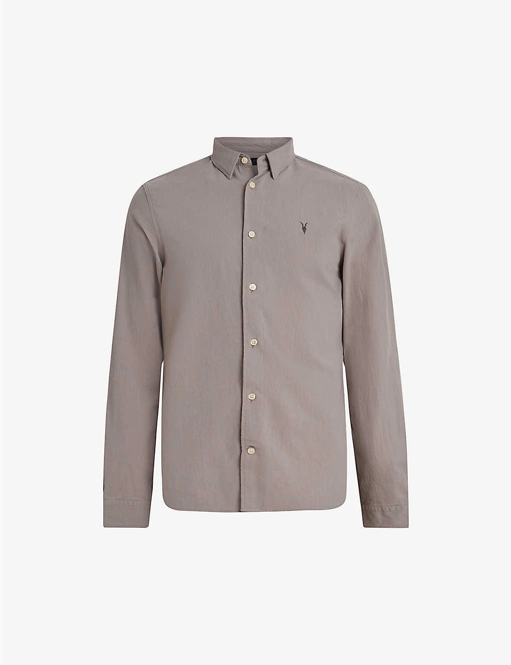 AllSaints Lovell Ramskull-embroidered Slim-fit Cotton Shirt 1 AllSaints Lovell Ramskull-embroidered Slim-fit Cotton Shirt