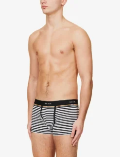 PAUL SMITH Diagonal Striped Stretch-cotton Trunks 7 PAUL SMITH Diagonal Striped Stretch-cotton Trunks -Falkeis Store R04067316 BLACK ALT02