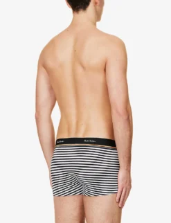 PAUL SMITH Diagonal Striped Stretch-cotton Trunks 8 PAUL SMITH Diagonal Striped Stretch-cotton Trunks -Falkeis Store R04067316 BLACK ALT03