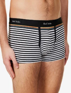 PAUL SMITH Diagonal Striped Stretch-cotton Trunks 9 PAUL SMITH Diagonal Striped Stretch-cotton Trunks -Falkeis Store R04067316 BLACK ALT04