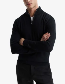 Reiss Blackhall Funnel-neck Merino-wool Jumper -Falkeis Store R04068222 BLACK ALT04