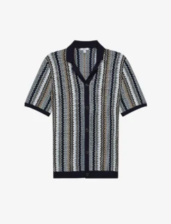 Reiss Gibbon Striped Knitted Cuban Shirt
