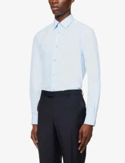 PAUL SMITH Tailored-fit Cotton-poplin Shirt -Falkeis Store R04069910 LIGHTBLUE ALT02