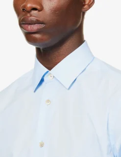 PAUL SMITH Tailored-fit Cotton-poplin Shirt -Falkeis Store R04069910 LIGHTBLUE ALT05