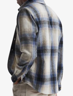 Reiss Frey Brushed-check Point-collar Wool Overshirt -Falkeis Store R04075248 BLUEMULTI ALT03