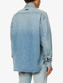 Fear Of God Brand-patch Contrast-stitch Regular-fit Denim Shirt -Falkeis Store R04075941 5YEARINDIGO ALT03