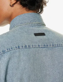 Fear Of God Brand-patch Contrast-stitch Regular-fit Denim Shirt -Falkeis Store R04075941 5YEARINDIGO ALT04