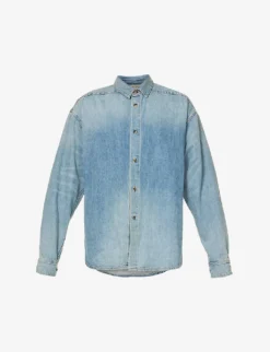 Fear Of God Brand-patch Contrast-stitch Regular-fit Denim Shirt