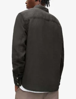 AllSaints Cypress Relaxed-fit Linen Shirt -Falkeis Store R04080281 WASHEDBLACK ALT03