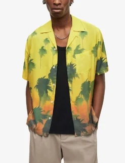 AllSaints Island Tropical-print Relaxed-fit Woven Shirt -Falkeis Store R04080284 TEQUILAYELLOW ALT02