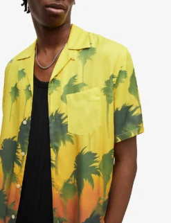 AllSaints Island Tropical-print Relaxed-fit Woven Shirt -Falkeis Store R04080284 TEQUILAYELLOW ALT04