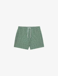 Reiss Chain Geometric-print Stretch Recycled-polyester Swim Shorts